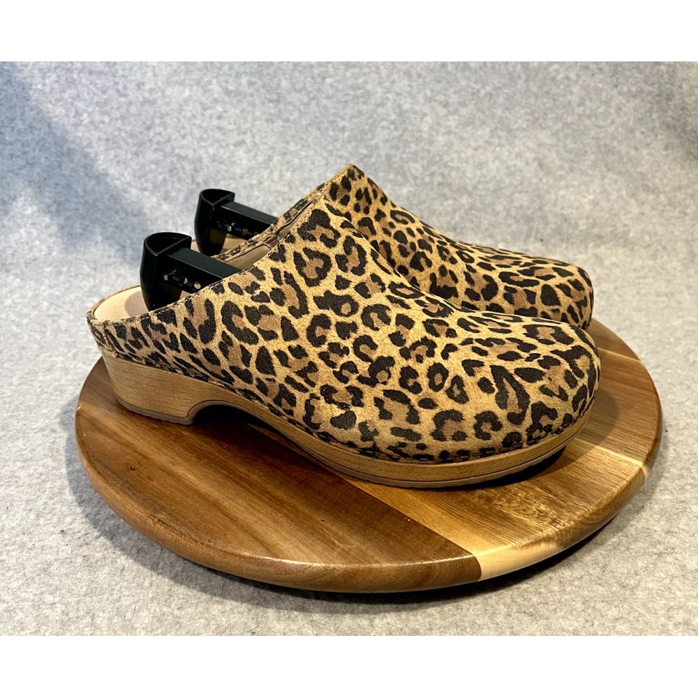 Dansko Leopard Print Clogs in Tan and Black